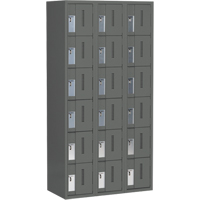 Concorde Heavy-Duty Lockers, 6 -tier, Bank of 3, 36" x 18" x 72", Steel, Charcoal, Welded (Assembled) Ontario Packaging