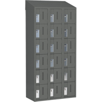Concorde Heavy-Duty Lockers, 6 -tier, Bank of 3, 36" x 18" x 78", Steel, Charcoal, Welded (Assembled) Ontario Packaging