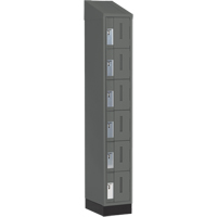 Concorde Heavy-Duty Lockers, 6 -tier, 12" x 18" x 82", Steel, Charcoal, Welded (Assembled) Ontario Packaging