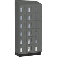 Concorde Heavy-Duty Lockers, 6 -tier, Bank of 3, 36" x 18" x 82", Steel, Charcoal, Welded (Assembled) Ontario Packaging