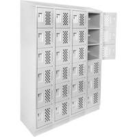 Assembled Clean Line Perforated Economy Lockers, 6 -tier, Bank of 4, 18" x 72" x 12", Steel Ontario Packaging