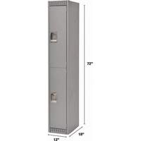 Lockers, 2 -tier, 12" x 18" x 72", Steel, Grey, Knocked Down Ontario Packaging