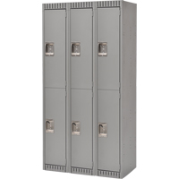 Lockers, 2 -tier, Bank of 3, 36" x 18" x 72", Steel, Grey, Knocked Down Ontario Packaging