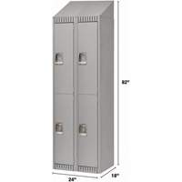 Lockers, 2 -tier, Bank of 2, 24" x 18" x 82", Steel, Grey, Knocked Down Ontario Packaging