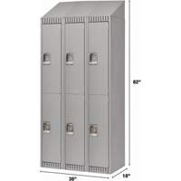 Casiers, 2 niveaux, Bloc de 3, 36" x 18" x 82", Acier, Gris, D&eacute;mont&eacute; Ontario Packaging