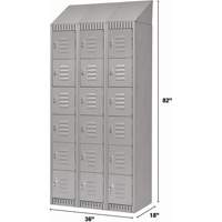 Lockers, 6 -tier, Bank of 3, 36" x 18" x 82", Steel, Grey, Knocked Down Ontario Packaging