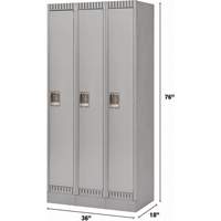Lockers, Bank of 3, 36" x 18" x 76", Steel, Grey, Knocked Down Ontario Packaging