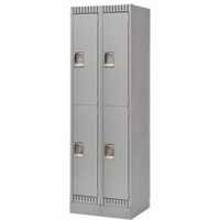Lockers, 2 -tier, Bank of 2, 24" x 18" x 76", Steel, Grey, Knocked Down Ontario Packaging