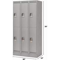 Lockers, 2 -tier, Bank of 3, 36" x 18" x 76", Steel, Grey, Knocked Down Ontario Packaging