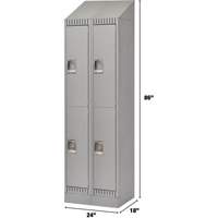 Lockers, 2 -tier, Bank of 2, 24" x 18" x 86", Steel, Grey, Knocked Down Ontario Packaging
