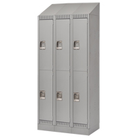 Lockers, 2 -tier, Bank of 3, 36" x 18" x 86", Steel, Grey, Knocked Down Ontario Packaging