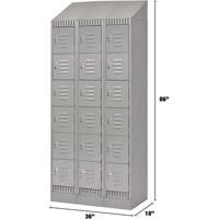 Lockers, 6 -tier, Bank of 3, 36" x 18" x 86", Steel, Grey, Knocked Down Ontario Packaging