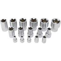 5-Point EPR Torx Socket Set, 16 Pieces, 1/4"/3/8"/1/2" Drive Size Ontario Packaging