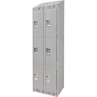 Lockers, 3 -tier, Bank of 2, 24" x 18" x 82", Steel, Grey, Knocked Down FN665 | Ontario Packaging