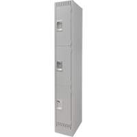 Lockers, 3 -tier, 12" x 18" x 76", Steel, Grey, Knocked Down FN667 | Ontario Packaging