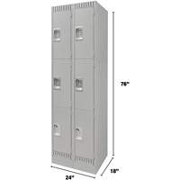 Casiers, 3 niveaux, Bloc de 2, 24" x 18" x 76", Acier, Gris, D&eacute;mont&eacute; Ontario Packaging
