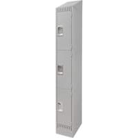Lockers, 3 -tier, 12" x 18" x 86", Steel, Grey, Knocked Down FN670 | Ontario Packaging