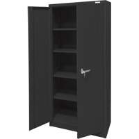Armoire d'entreposage, Acier, 4 Tablettes, 66" h x 30" la x 15" P, Noir Ontario Packaging