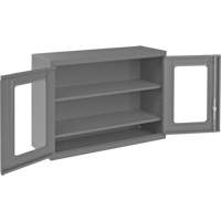 Armoire de rangement murale avec portes transparentes, 26-15/16" h x 35-7/8" la x 13-11/16" p, 2 tablettes, Acier, Gris Ontario Packaging