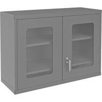 Armoire de rangement murale avec portes transparentes, 26-15/16" h x 35-7/8" la x 13-11/16" p, 2 tablettes, Acier, Gris Ontario Packaging