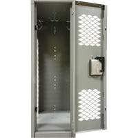 Vented Lockers, 2 -tier, Bank of 3, 36 x 18" x 88", Steel, Grey, Knocked Down, Perforated Ontario Packaging