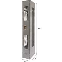 Vented Lockers, 12" x 18" x 78", Steel, Grey, Knocked Down, Perforated Ontario Packaging
