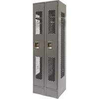 Vented Lockers, Bank of 2, 24" x 18" x 78", Steel, Grey, Knocked Down, Perforated Ontario Packaging