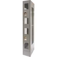 Vented Lockers, 2 -tier, 12" x 18" x 78", Steel, Grey, Knocked Down, Perforated Ontario Packaging