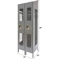 Vented Lockers, Bank of 2, 24" x 18" x 88", Steel, Grey, Knocked Down, Perforated Ontario Packaging