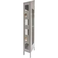 Vented Lockers, 2 -tier, 12" x 18" x 88", Steel, Grey, Knocked Down, Perforated Ontario Packaging