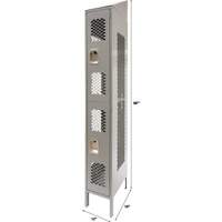 Vented Lockers, 2 -tier, 12" x 18" x 88", Steel, Grey, Knocked Down, Perforated Ontario Packaging