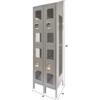 Vented Lockers, 2 -tier, Bank of 2, 24" x 18" x 88", Steel, Grey, Knocked Down, Perforated Ontario Packaging
