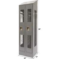 Vented Lockers, Bank of 2, 24" x 18" x 88", Steel, Grey, Knocked Down, Perforated Ontario Packaging