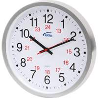 12/24 H Clock, Analog, Battery Operated, 12", Silver HT072 | Ontario Packaging
