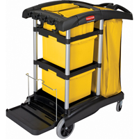 Microfibre Janitor Carts, 48-1/4" x 22" x 44", Plastic, Black JB487 | Ontario Packaging