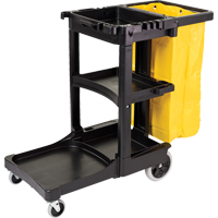 Janitor Carts, 46" x 21-3/4" x 38-3/8", Plastic, Black JB600 | Ontario Packaging