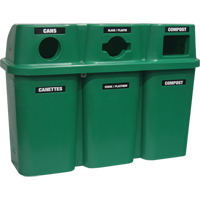 Recycling Containers Bullseye, Curbside, Plastic, 3 x 22 US Gal. Ontario Packaging