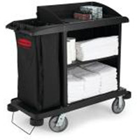 Executive Compact Housekeeping Cart, 49" x 22" x 50", Plastic, Black JD646 | Ontario Packaging