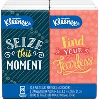 Kleenex<sup>®</sup> Facial Tissue Pocket Pack, 3 Ply, 8.3" L x 8.6" W, 10 Sheets/Box JL019 | Ontario Packaging