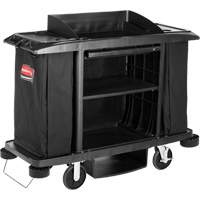 Executive Full-Size Housekeeping Cart, 60" x 22" x 50", Plastic, Black JO351 | Ontario Packaging