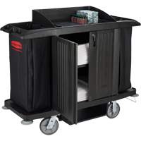 Executive Full-Size Housekeeping Cart with Doors, 60" x 22" x 50", Plastic, Black JO352 | Ontario Packaging