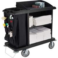 Executive Compact Housekeeping Cart with Doors, 49" x 22" x 50", Plastic, Black JO353 | Ontario Packaging