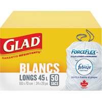 Tall 45L Febreze Garbage Bags, Regular, 24" W x 28" L, White Ontario Packaging