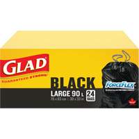 90L Garbage Bags, Regular, 30" W x 33" L, Black, Draw String JP295 | Ontario Packaging