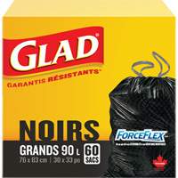 90L Garbage Bags, Regular, 30" W x 33" L, Black, Draw String JP296 | Ontario Packaging