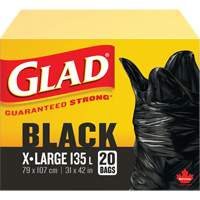 135L Garbage Bags, Regular, 31" W x 42" L, Black, Open Top JP298 | Ontario Packaging