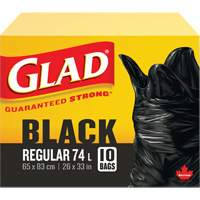 74L Garbage Bags, Regular, 26" W x 33" L, Black, Open Top JP299 | Ontario Packaging