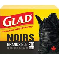 90L Garbage Bags, Regular, 30" W x 33" L, Black, Open Top JP300 | Ontario Packaging