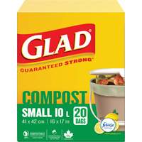 Small Compostable Bags, Regular, 17" L x 16" W, Brown, 10 L (3 Gal.) Capacity Ontario Packaging