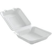 Compostable Hinged Food Containers, Bagasse, Square JP901 | Ontario Packaging